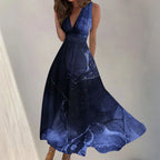 Digital Print V-Neck Swing Dress 2026 - Fashion Long Dress - DanaFashionstore