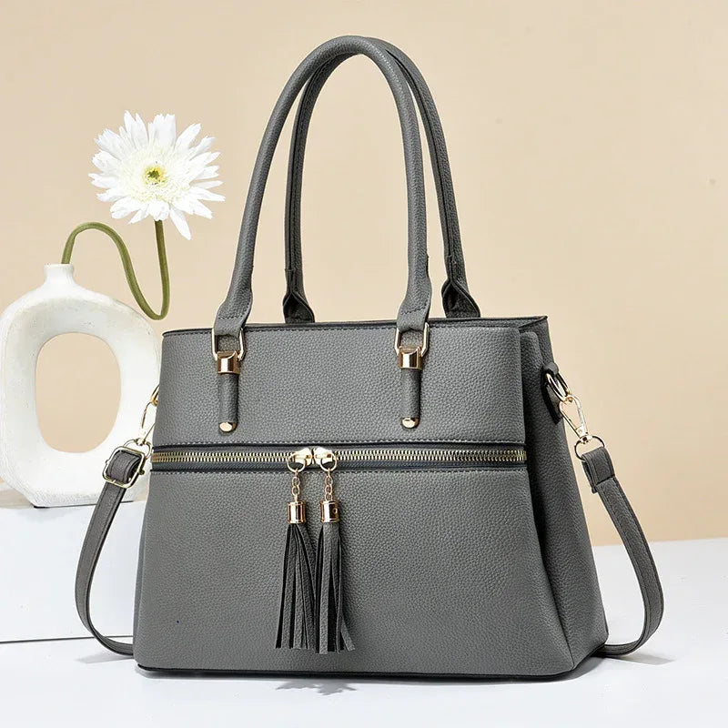 Large Capacity Soft Leather Tassel Shoulder Bag - DanaFashionstore
