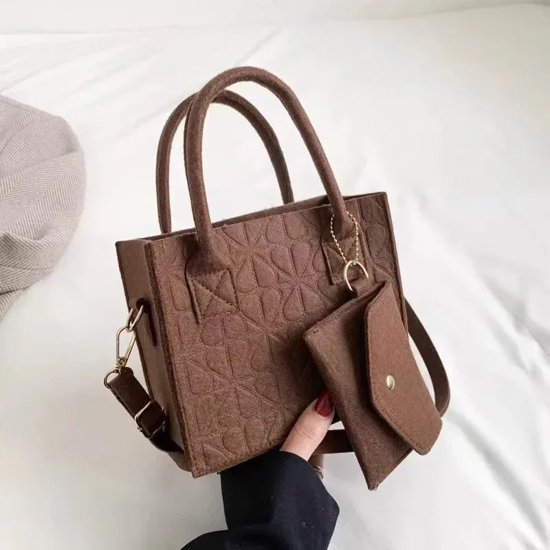Simple Small Handbag Women's Fashion Felt One Shoulder Combination Bags - DanaFashionstore