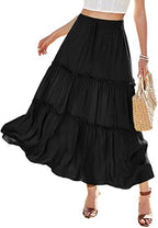 Women's Elastic High Waist A-Line Pleated Casual Maxi Dress