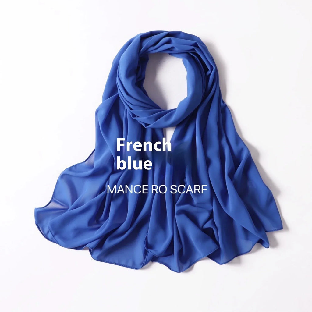 Pure Color Pearl Chiffon Scarf Headcloth Veil Chiffon Scarf - DanaFashionstore