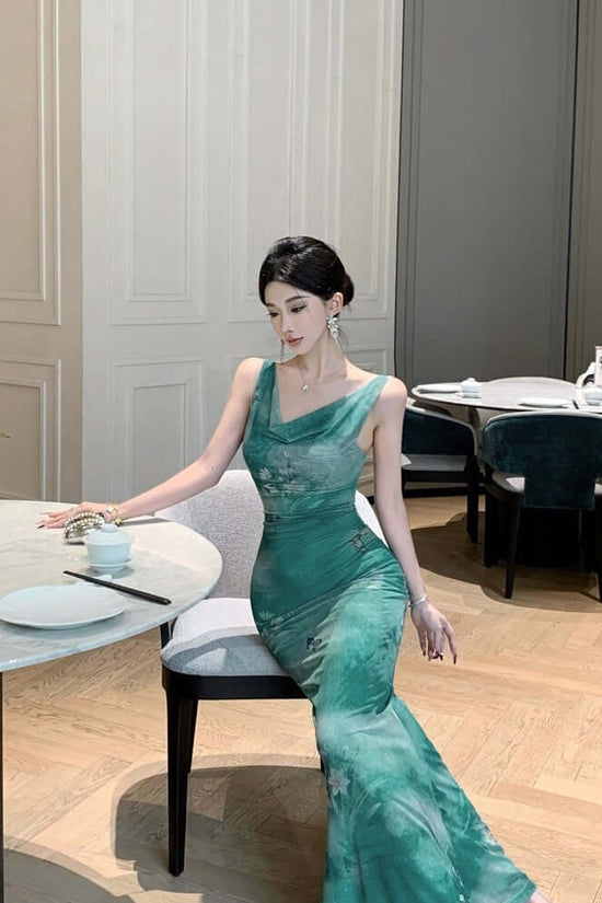 Pure Desire Butterfly Printed Mesh Dress Female $30.61 Dana Fashion Color: Green Size: L Women's clothing Product information: Pattern: Printing Skirt type: fishtail skirt Color: green Waist type: high waist Size: S,M,L,XL Style type: private clothing soc