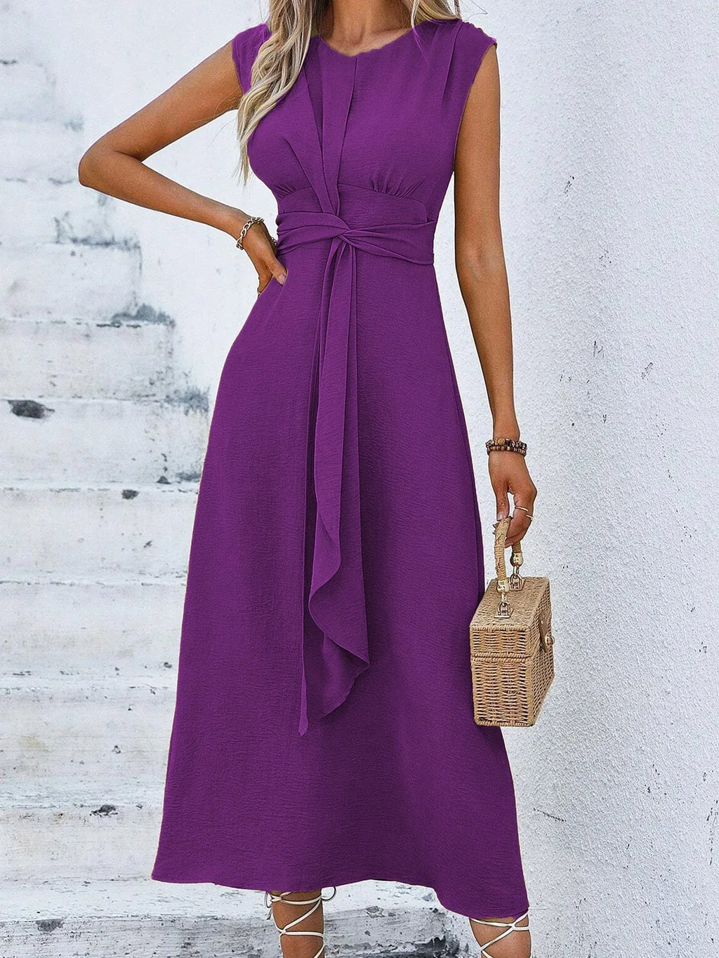 Solid Color Waist-Tight Tied Dress Women 2026 - Bodycon Wrap Dress - DanaFashionstore