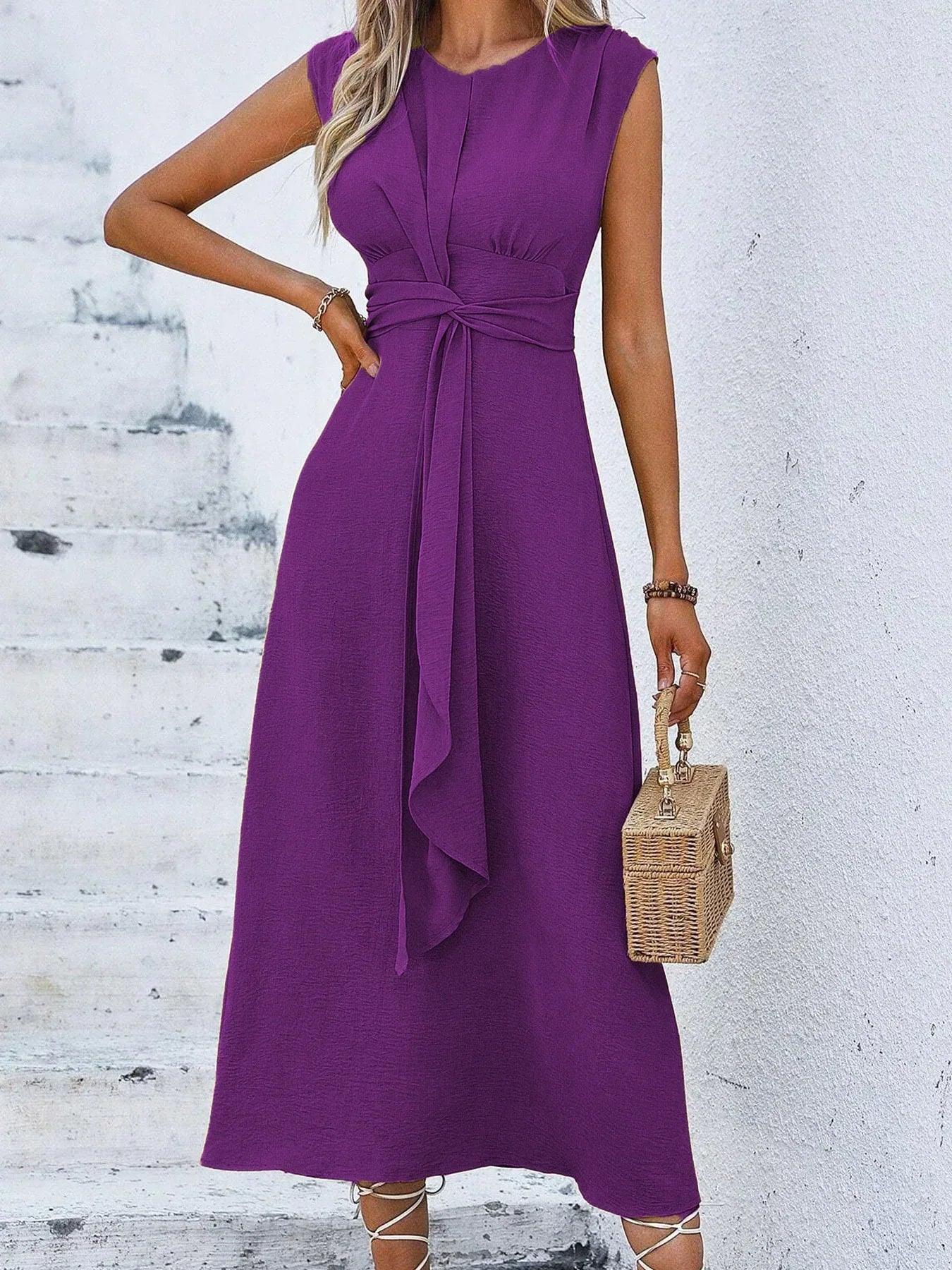 Solid Color Waist-Tight Tied Dress Women 2026 - Bodycon Wrap Dress - DanaFashionstore