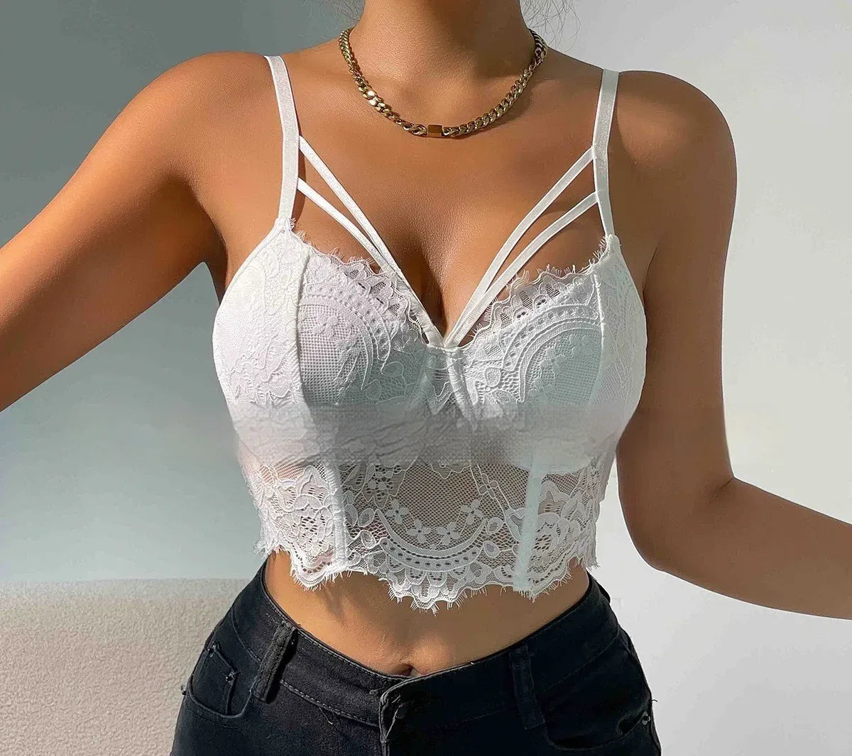 Sexy Lace See-through Chest Support Camisole - DanaFashionstore