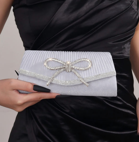 Bow Evening Bag Sparkly Clutch Purses For Women Wedding Glitter Rhinestone Party Prom Purse Dressy Clutch Bags - Dana Fashion