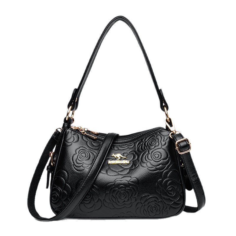 Soft Leather Textured Ethnic Style Simple Versatile Large Capacity Shoulder Messenger Bag - Dana Fashion
