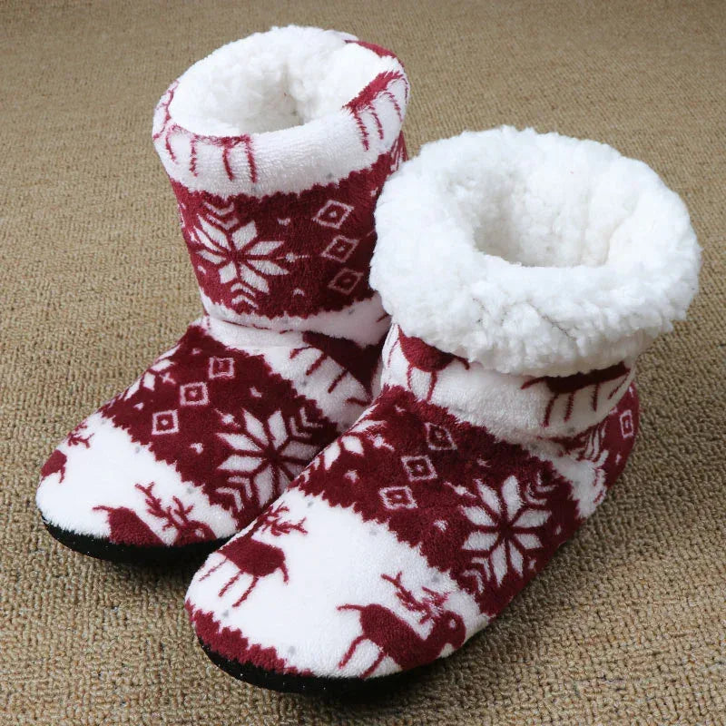 Christmas Elk Floor Shoes Indoor Socks Shoes Warm Plush House Slippers - DanaFashionstore