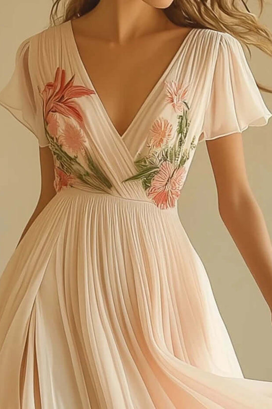 Women's V-neck Short-sleeved Digital Printing Positioning Long Dress $69.90 Dana Fashion Color: Pink Size: L Women's clothing Product information: Color: Pink Size: S,M,L,XL,XXL Main composite material: Polyester Note: 1. Asian sizes are 1 to 2 sizes smal