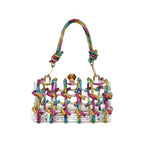 French Sweet Shiny Rhinestone Banquet Small Square Bag - DanaFashionstore