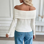 Women's French-style Off-shoulder Long-sleeved Sweater - DanaFashionstore