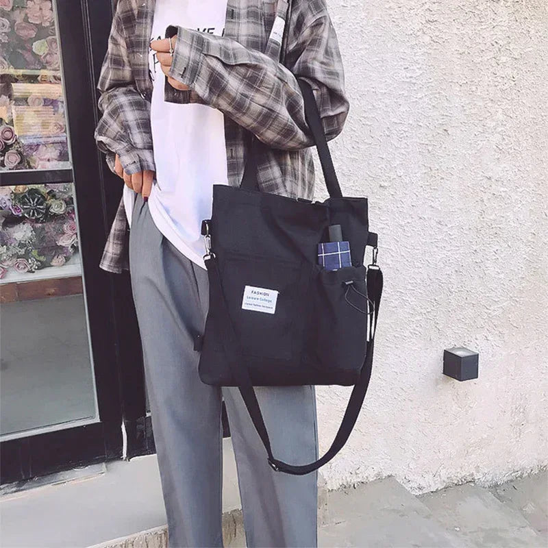 Harajuku Canvas Bags Students Handbag With Pockets Preppy Buckpack Shoulder Bag For Women Shoolbags - DanaFashionstore