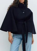 Winter High Neck Batwing Sleeve Coat With Belt Fashion Loose Elegant Button Top Trench Coat For Women Clothing - DanaFashionstore
