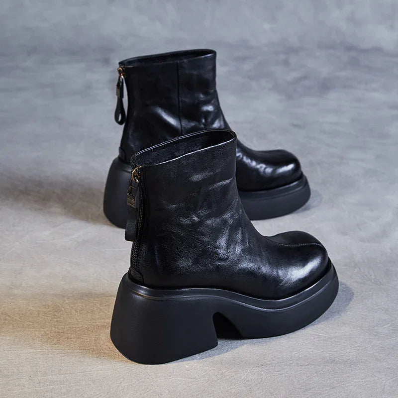 Autumn And Winter New Thick Bottom Chunky Heel Women's Ankle Boots - DanaFashionstore