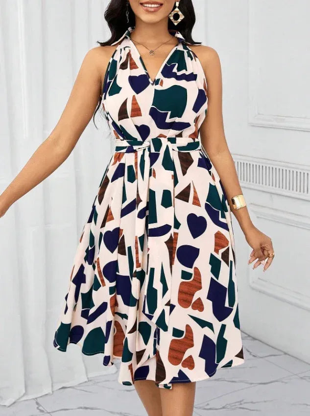 Casual Summer Vacation Dress Women 2026 - High Waist Flared Dress - DanaFashionstore