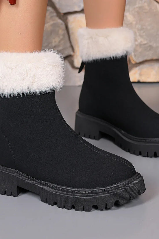 Square-heeled Snow Boots Winter Plus Velvet Platform Plush Shoes Fashion Warm Non-slip Mid-calf Boot For Women - DanaFashionstore