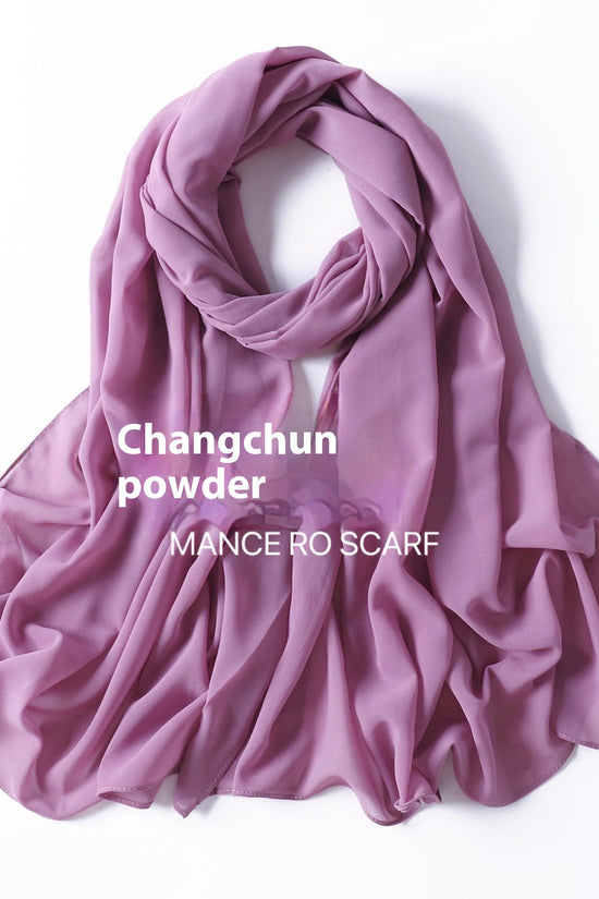 Pure Color Pearl Chiffon Scarf Headcloth Veil Chiffon Scarf