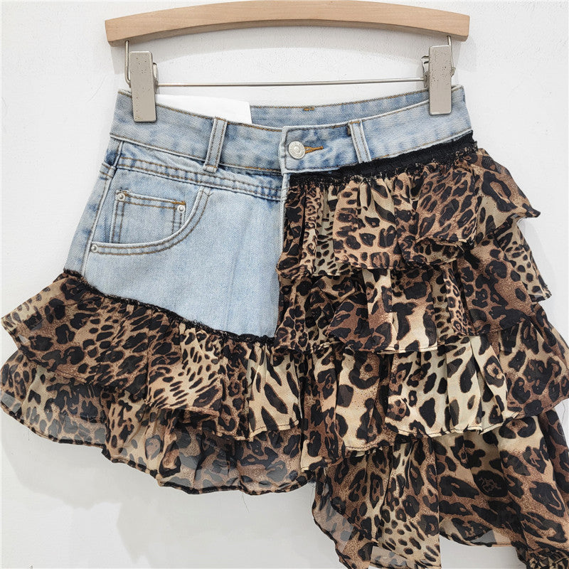 Short Stitching Fashionable All-match Irregular Cake Skirt