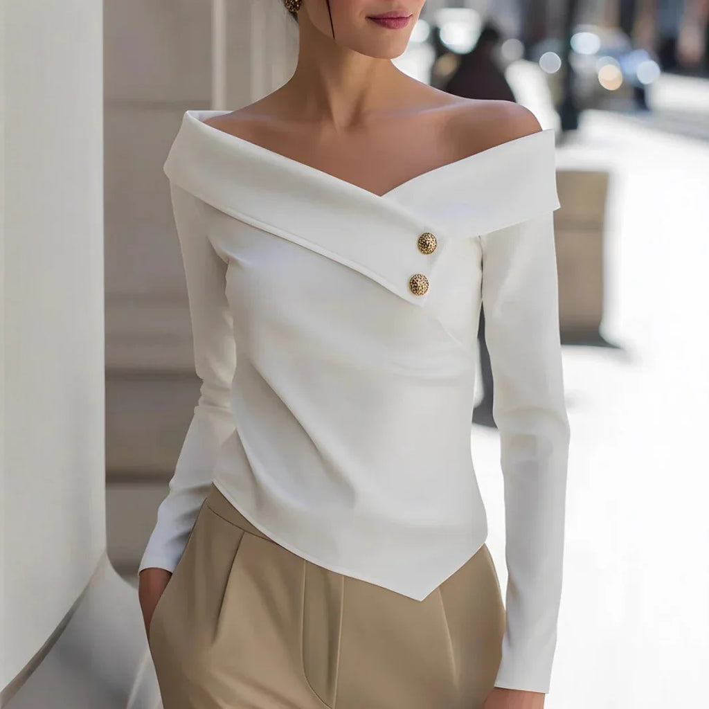Autumn Elegant Women's Off-Shoulder Long Sleeve Shirt - DanaFashionstore