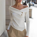 Autumn Elegant Women's Off-Shoulder Long Sleeve Shirt - DanaFashionstore