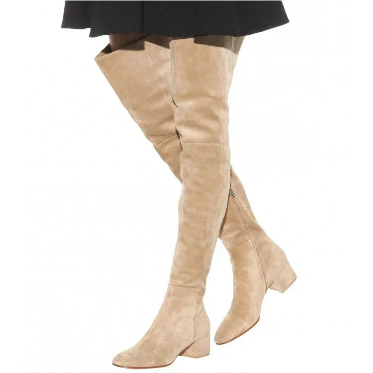 Flat Boots Over The Knee Boots Gray Women's Boots High Boots - DanaFashionstore