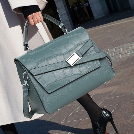 Elegant Lightweight Leather Alligator Print Handbag - Dana Fashion