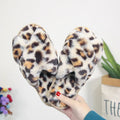 Cross-strap Fuzzy Slippers Leopard Plush House Shoes Flat Bedroom Slippers Slippers For Women - DanaFashionstore