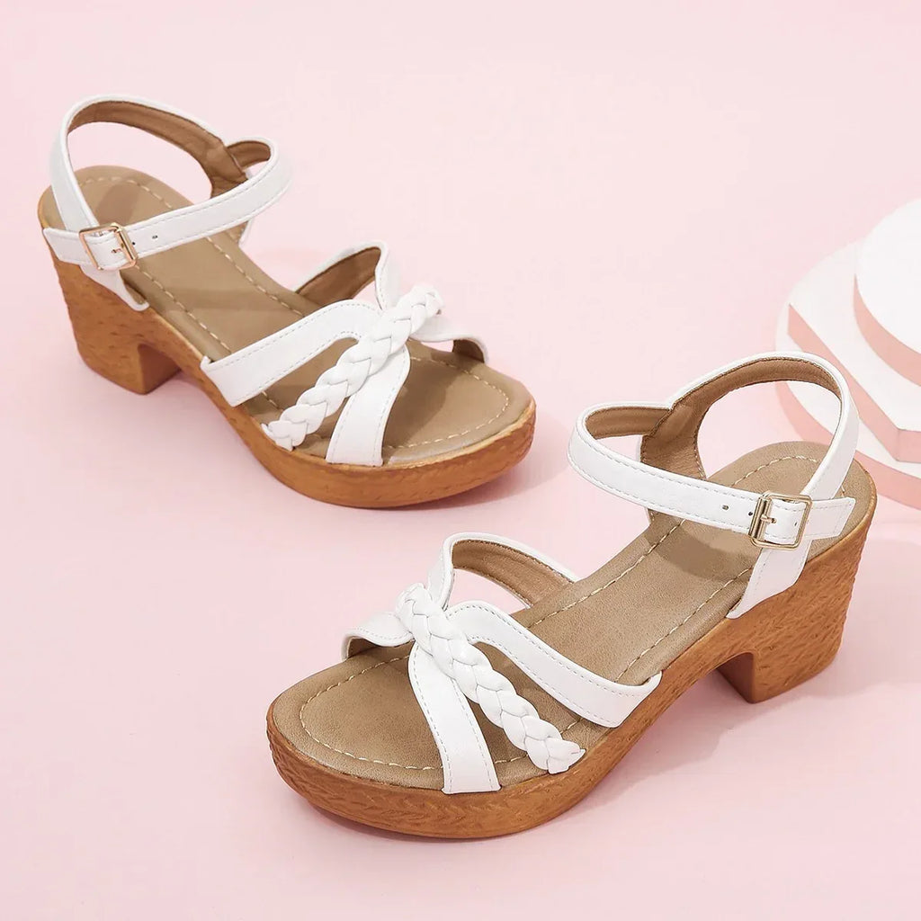 Foreign Trade Round Head Chunky Heel Ankle-strap Buckle Sandals - DanaFashionstore