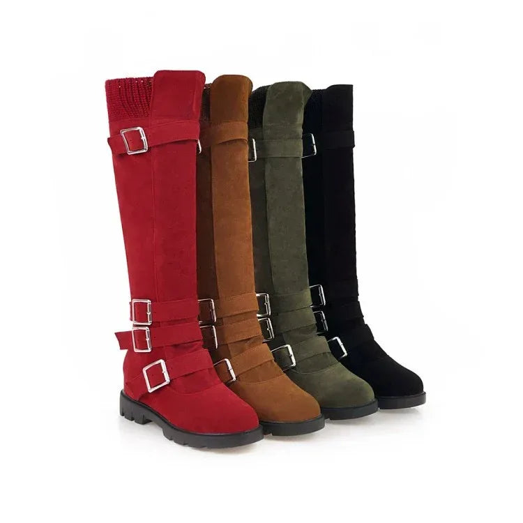 British Belt Buckle High Top Martin Boots Women - DanaFashionstore