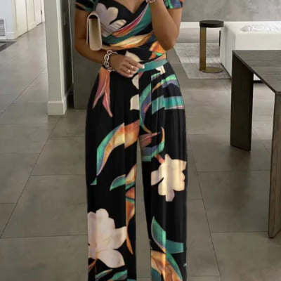Women's Fashion One-shoulder Print Temperament Jumpsuit