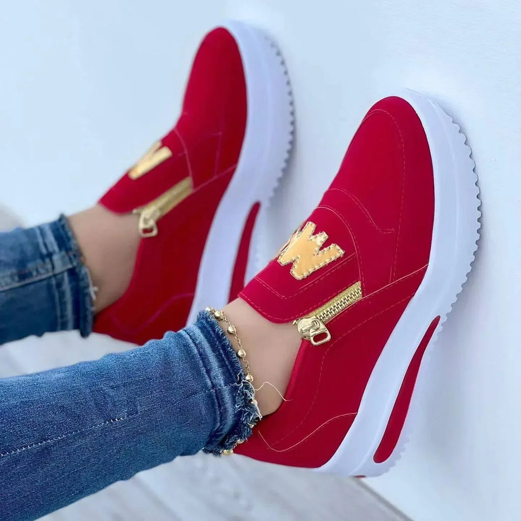 Large Size Sports Shoes Flat Solid Color Women's Casual Sneakers - DanaFashionstore