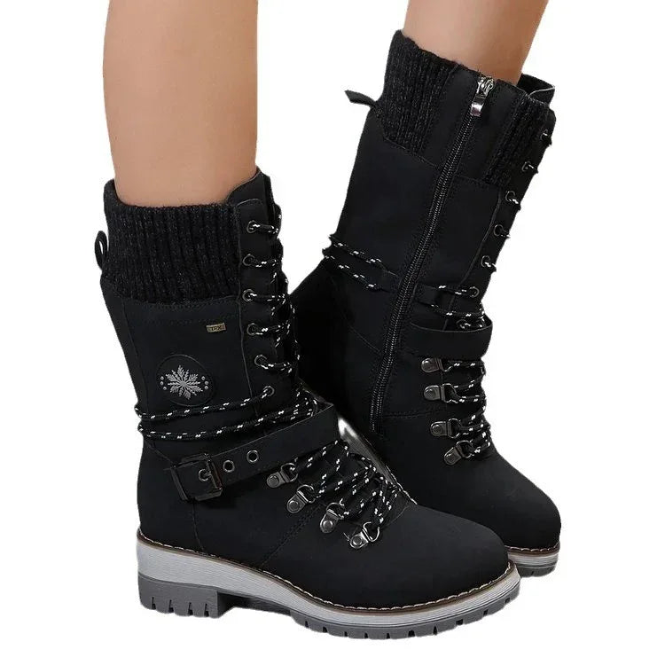Plus Size Boots Women's Outer Wear Cloth Square Heel Side Zipper - DanaFashionstore