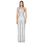 Sleeveless One Shoulder Sequin Jumpsuit