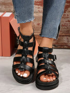 Hollow-out Belt Buckle Platform Pig Cage Sandals Women's Foreign Trade Roman Shoes - DanaFashionstore