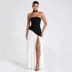 Fashion Sexy Backless Tube Top Pure Color Split Dress - DanaFashionstore