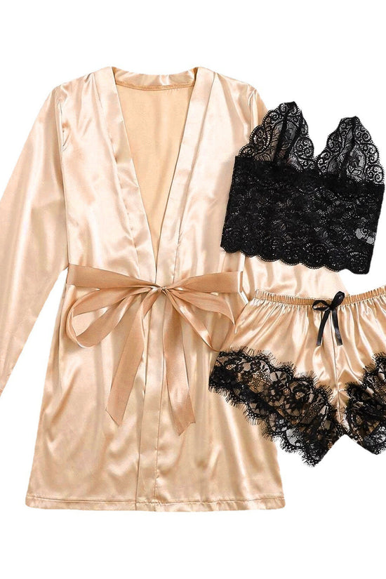 Wholesale European And American Foreign Trade Tube Top Ice Silk Pajamas Women's Seduction Sexy Bra Nightgown Lace Shorts - Dana Fashion