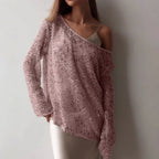 European And American Long Sleeve Hollow Loose Pullover Sequined Top Women's Clothing - DanaFashionstore