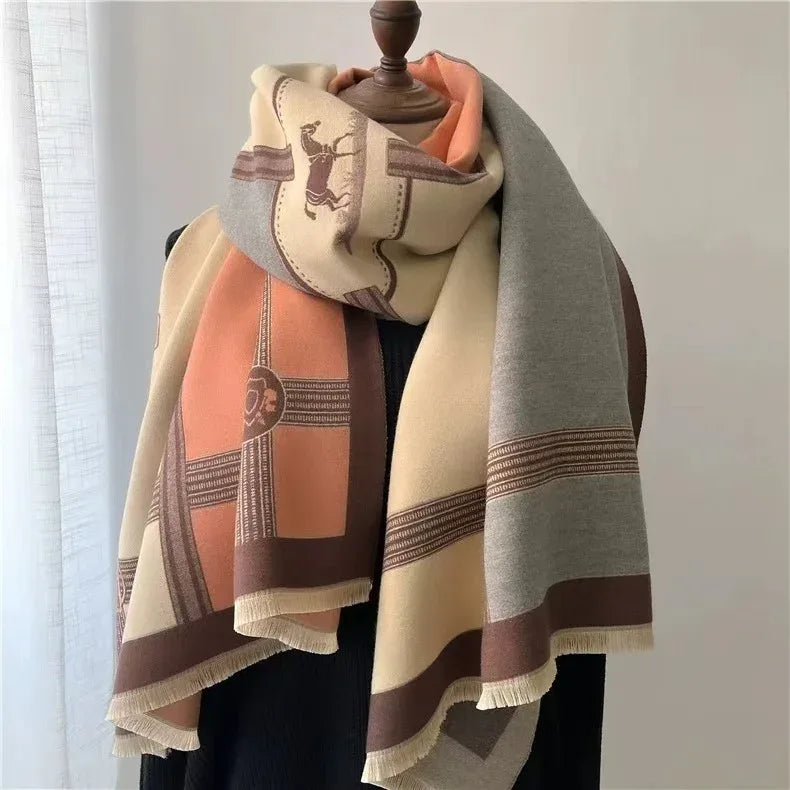 Korean Style Contrast Color Artificial Cashmere Scarf Women's New Winter - DanaFashionstore