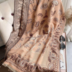 Women's Neck Warmer Office Blanket Cashmere-like Tassel Warm Scarf - DanaFashionstore