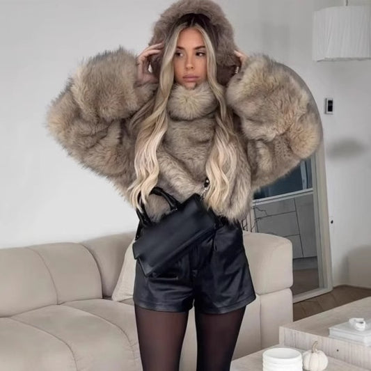 Women's Artificial Fur Fashion Baggy Coat