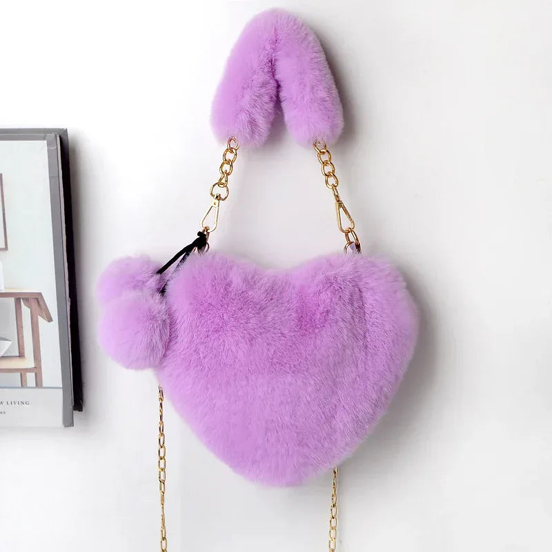 Love Bags Soft Plush Handbags Women Valentine's Day Party Bag - DanaFashionstore