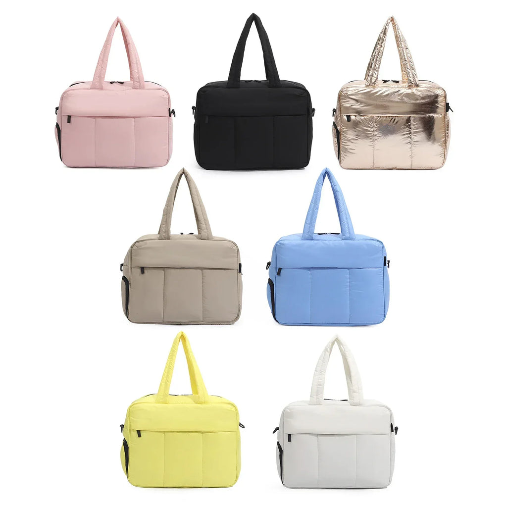 Down Handbags Winter Travel Duffle Bag With Shoes Compartment Portable Sports Yoga Gym Fitness Shoulder Bags For Weekender Overnight Tote Women - DanaFashionstore