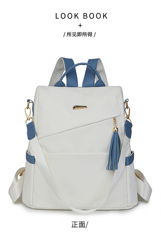 Oxford Cloth Stitching Women'S Backpack Anti-Theft Back Zipper Girls Schoolbag Casual Travel Double Shoulder Backpack