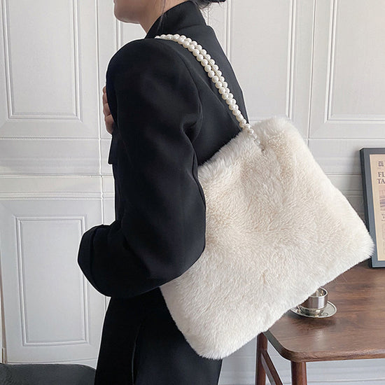 Women's Fashion Plush Pearl Shoulder Bag - Dana Fashion