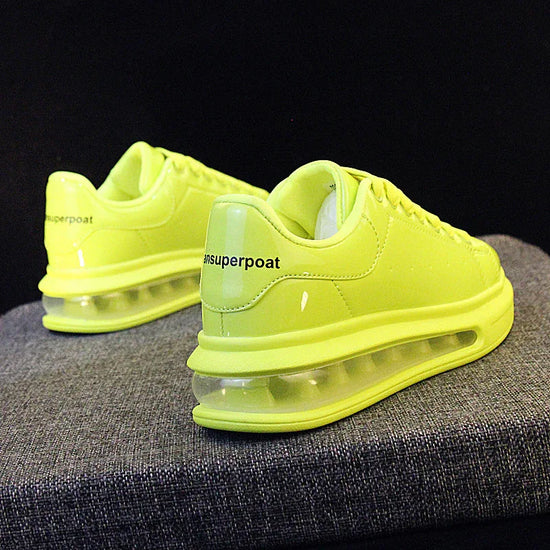 Patent Leather Shiny White Shoes For Men Couple Models All-match Korean Sports Shoes Men - DanaFashionstore