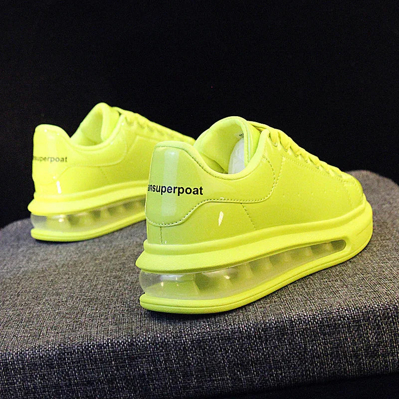 Patent Leather Shiny White Shoes For Men Couple Models All-match Korean Sports Shoes Men - DanaFashionstore