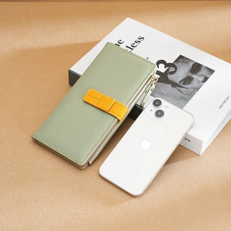 Long Multiple Card Slots Zipper Bag Buckle Korean Style High Sense Women's Wallet - DanaFashionstore