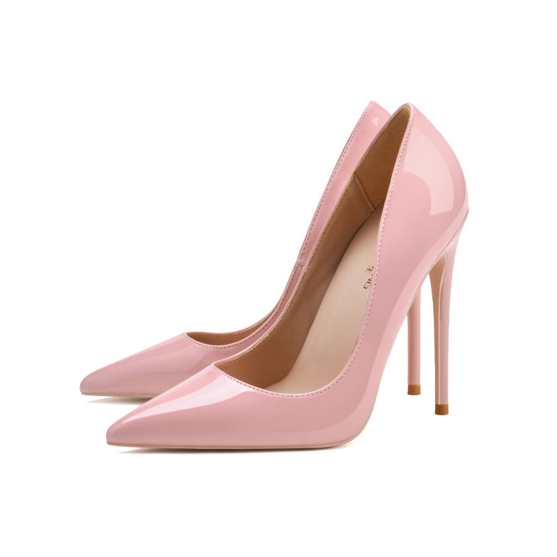 Stiletto High Heels Large Size Cross-border Black Patent Leather Shoes