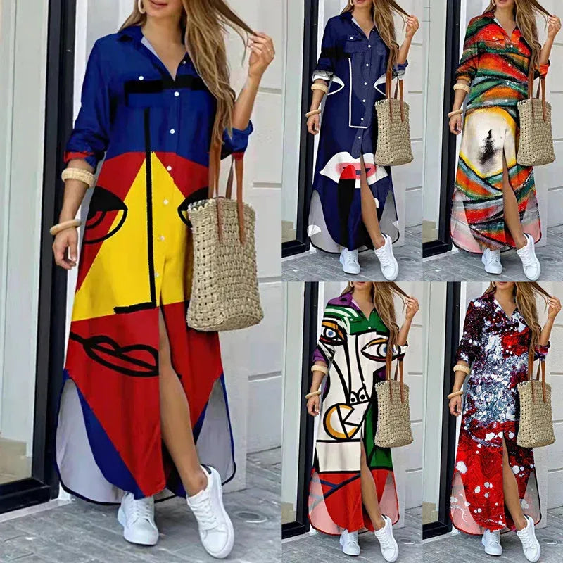 Fashion Printed Long Sleeve Dress 2026 - Maxi Long Dress - DanaFashionstore