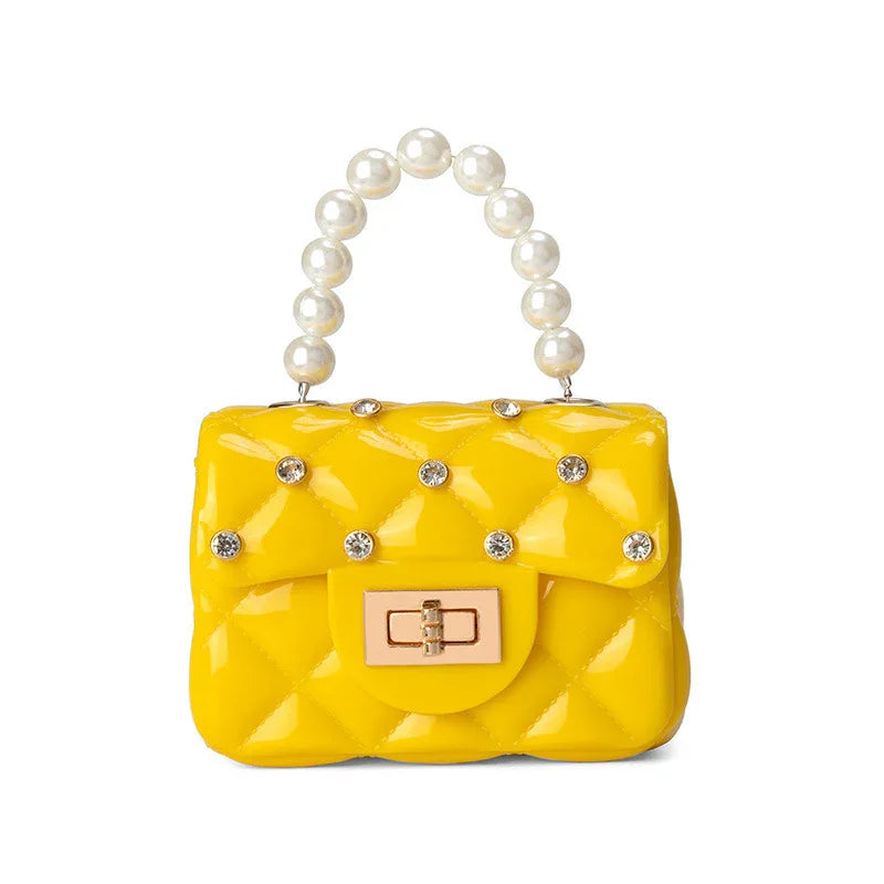 Children's Jelly Bag Rhombic Chain Pearl Handbag - DanaFashionstore